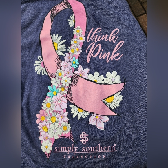 Simply Southern Long Sleeve "Think Pink" Tee - Picture 1 of 5